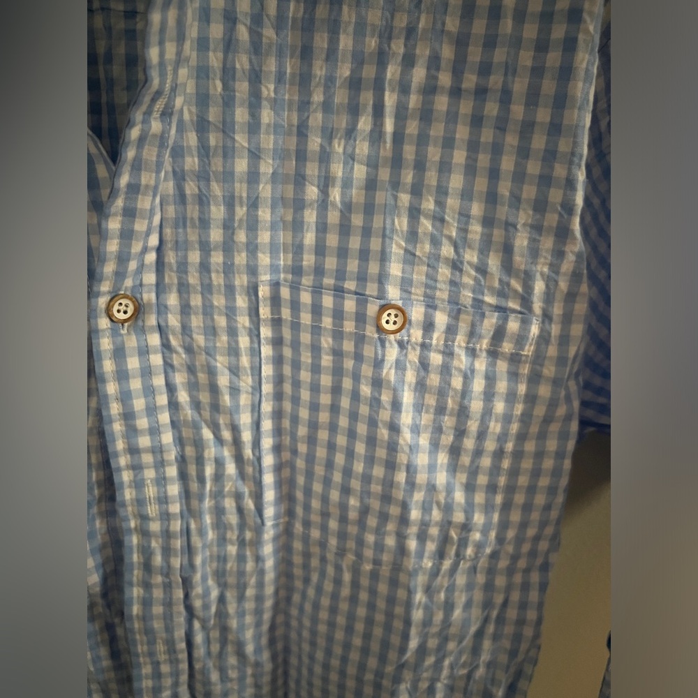 Men’s Blue gingham button down - Picture 4 of 5